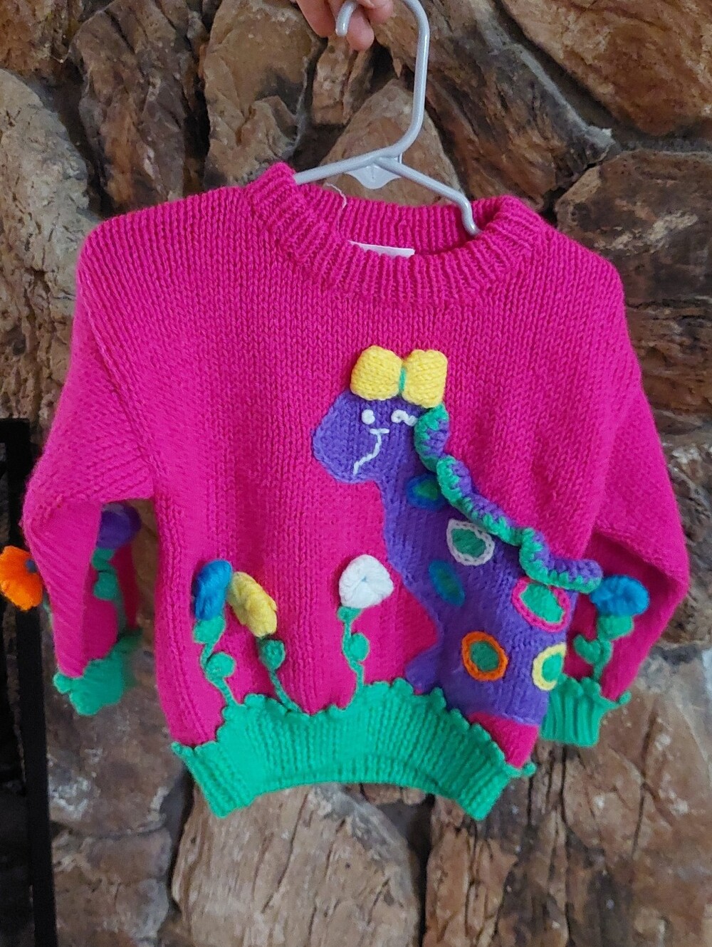 Vintage 90s Rachel's Kids Dinosaur Knit Sweater 3t Dino Graphic Kidscore Ret